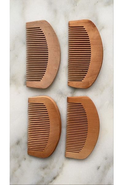 Lotus Natural Boxwood Wooden Comb Round Model Macrame Comb (50 Pieces)