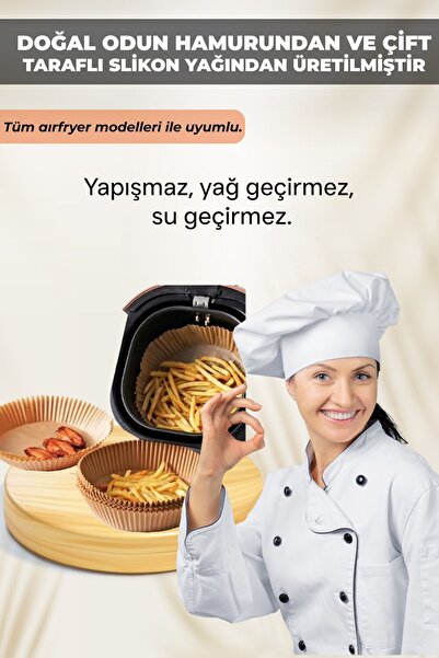 DolphFin Fritöz Pişirme Kağıdı Airfyer Pişirme Kağıdı 50 Adet Tüm Airfryer Modelleri Ile Uyumlu