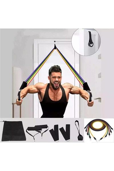 pekial 11 Piece Exercise Resistance Rubber Set between Doors