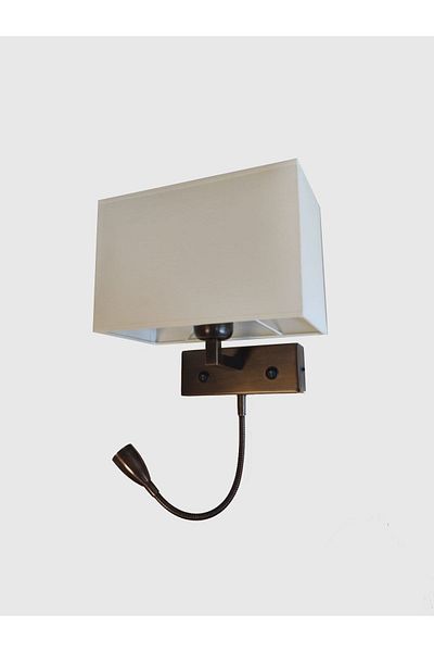 AKDENİZ AYDINLATMA ELEKTRİK MALZEMELERİ Hotel Type Bedside Sconce with LED Reading Lamp and Lampshade