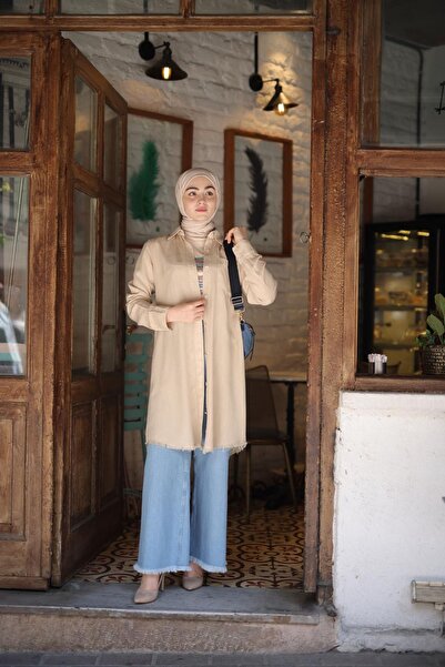 ESRA KEKÜLLÜOĞLU Kadın Püsküllü Tunik-Bej