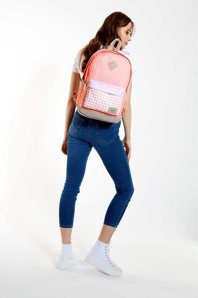 KAUKKO Rucsac de școală Wichlight Plaid Salmon
