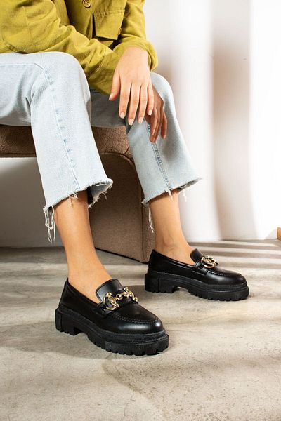 İmerShoes Дамски ежедневни мокасини с класическа дебела подметка и верижка, овален връх, 400-420-430