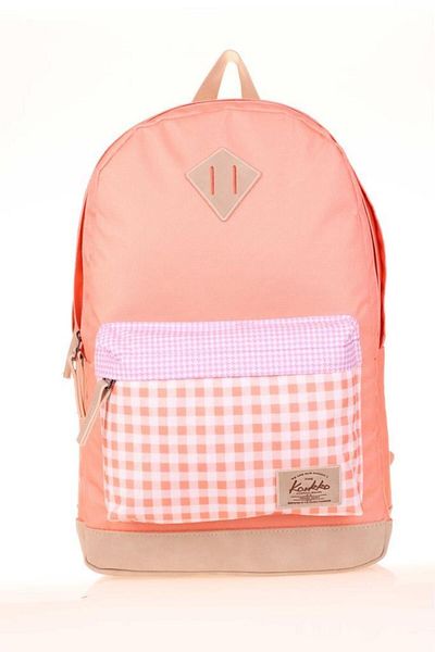 KAUKKO Rucsac de școală Wichlight Plaid Salmon