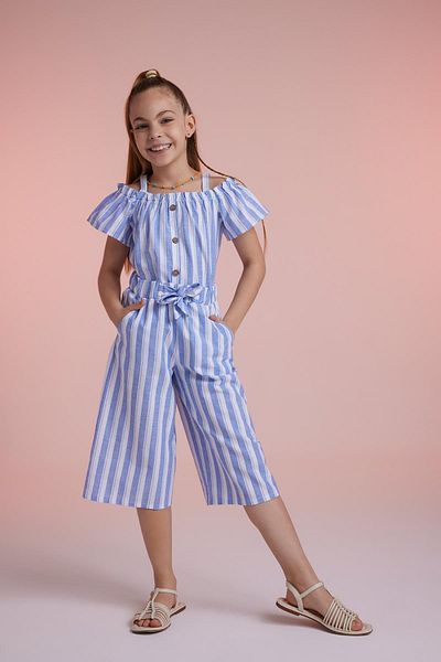 DeFacto Pantaloni pentru fetiță din in dungi cu picioare largi - W6742a623sm