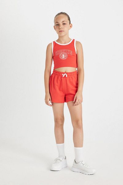 DeFacto Printed Ribbed Tank Top and Elastic Waist Shorts Set of 2 for Girls D0074A824Hs