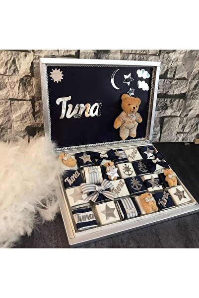 Bebek Çikolatası Lüks Ayıcıklı Kutuda 48 Adet Sütlü Madlen Çikolata, Özel Süs...