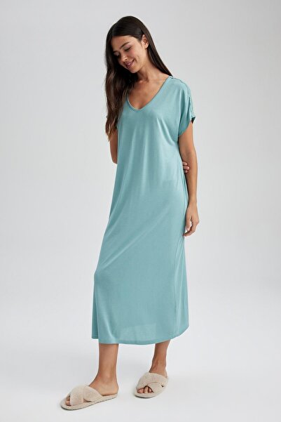 DeFacto Fall In Love Regular Fit V Yaka Viskon Gecelik Z9744az23sm