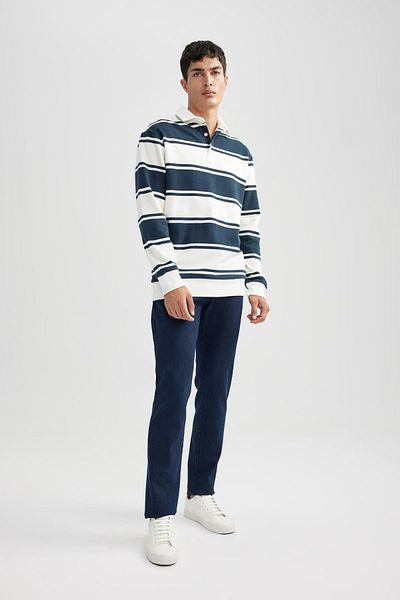 DeFacto Polo Neck Striped Comfort Fit Sweatshirt A5961ax23au