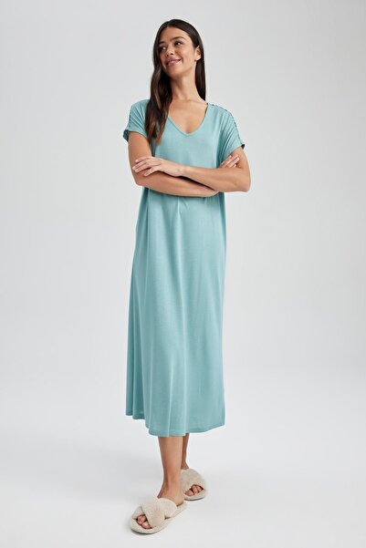 DeFacto Fall In Love Regular Fit V Yaka Viskon Gecelik Z9744az23sm