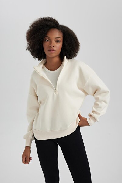 DeFacto Φούτερ κανονικής εφαρμογής με γιακά με φερμουάρ - Y7162az23wn