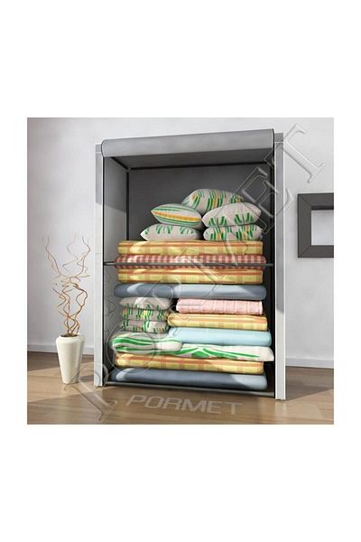BEYPAZARINDAN Metal Profiled Portable Quilt Storage - Cloth Cabinet, Steel Profiled Gray Color