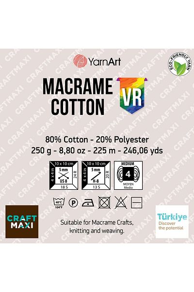 Yarnart Macrame Cotton Vr - Μακραμέ Χειροποίητο Νήμα Πλεξίματος Ebruli-912