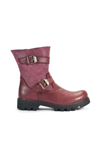 PİNKY PİNKY 1009 Genuine Leather Claret Red Zippered Girl's Boots