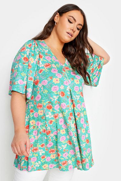 Stil Diva Μπλούζα με λαιμόκοψη V - ασύμμετρη κοπή Lycra Plus Size 321767