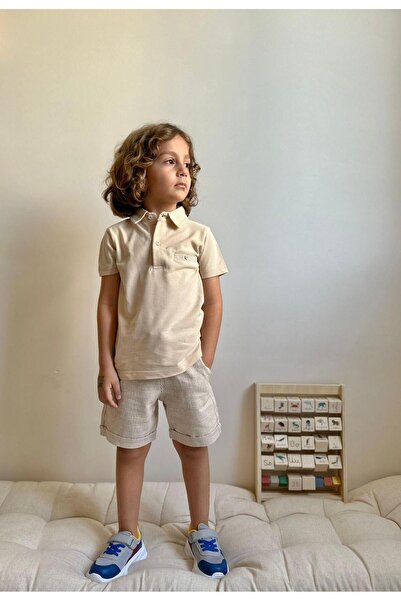 YİGİT BUTİK Set pantaloni scurți Lacos cu guler polo pentru băieți - Yigit Bo...