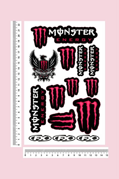 Piksel Sticker Set de autocolante pentru motociclete MONSTER ROZ - Autocolant...