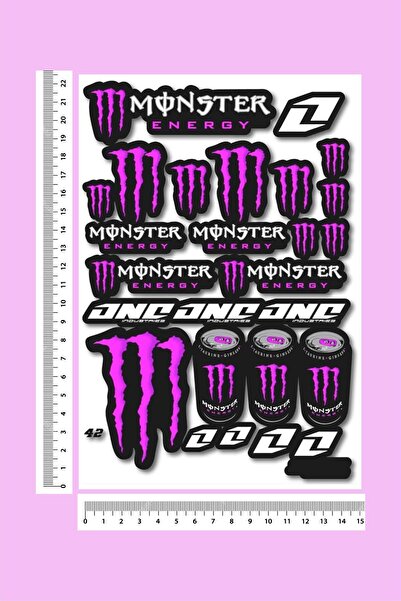 Piksel Sticker Monster Motosiklet Sticker Seti, Kask Etiketi Mor