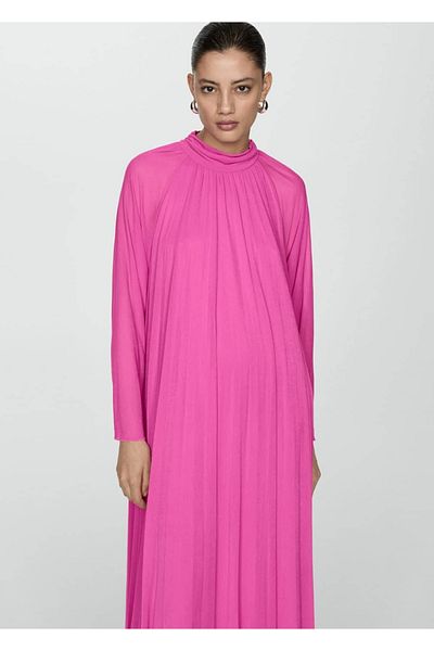 MANGO Woman Πλισέ μακρύ φόρεμα