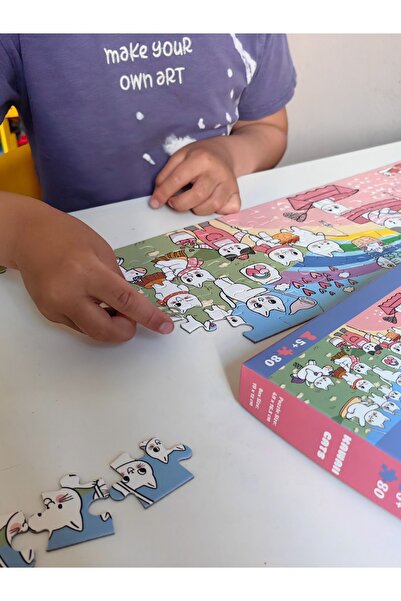 DoerKids Kawaii Cats – Sevimli Kediler Midi Puzzle | 4-9 Yaş 80 Parça