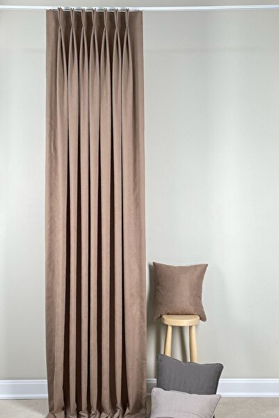 ARIKAN HOME Yüksek Kalite Yıkanabilir Vizon Renk Amerikan Pile Fon Perde (1/3 Sık Pile)