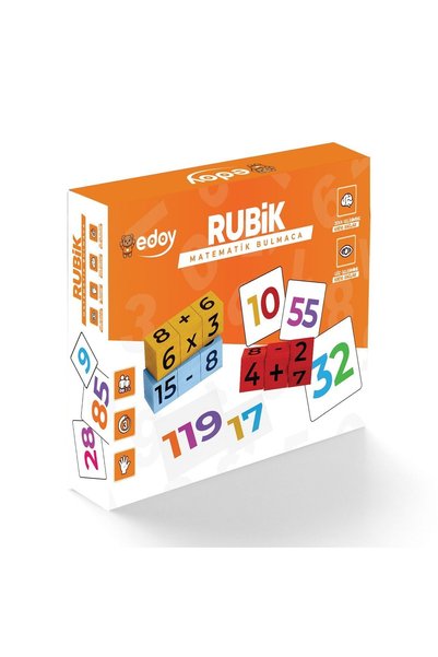 edoy Montessori Eğitici Üçlü Oyun Seti-Rubik Matematik-Türkçe-İngilizce Bulmaca Kutu Oyunu Eğitim Seti