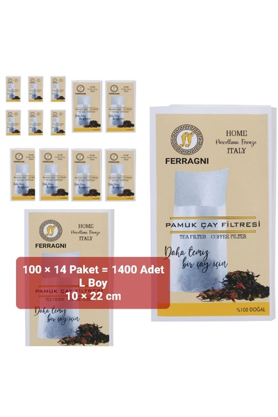 FERRAGNI HOME Porcellana Firenze أكياس تخمير الشاي مقاس 10*22 سم - 14 عبوة تح...