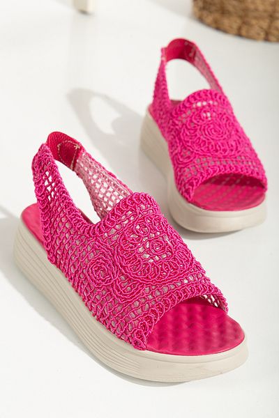 Mc vay Shoes Model fucsia - Sandale ortopedice elegante pentru femei cu detaliu elastic