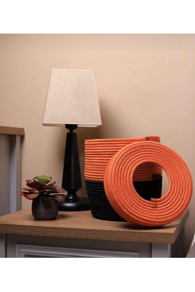 bestiva Modern Trash Can with Orange Jute Straw Lid, Stylish and Convenient D...