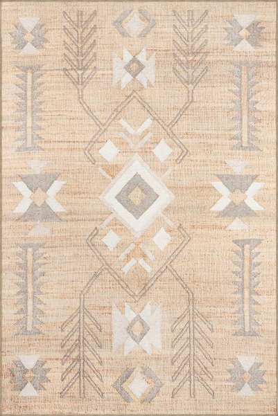 Rugs Modern Halı قاعدة منسوجة بنمط هندسي تقليدي بألوان القش وسجادة قابلة للغس...