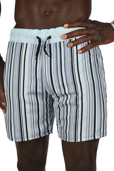 DeepSEA Ανδρικό σορτς κολύμβησης Ice Blue ριγέ - Quick Dry, Micro Fabric, Διχτυωτή επένδυση 2403011
