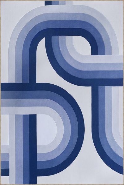 Rugs Modern Halı قاعدة منسوجة منقوشة بتصميم شريط الطريق الأزرق وسجادة قابلة ل...