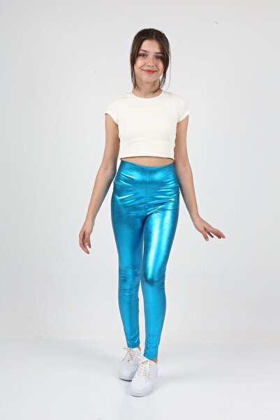 ERDEM KIDS Colanți pentru fete, metalic, talie înaltă, strălucitori, sport, yoga, alergare, fitness