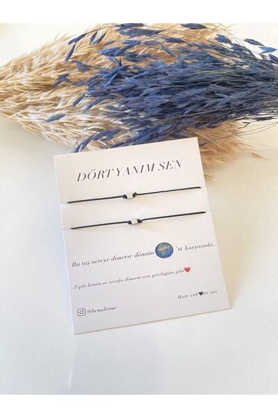 Ben Aleina Hematit Taşı Dört Yanım Sen Sevgili Bilekliği Couple