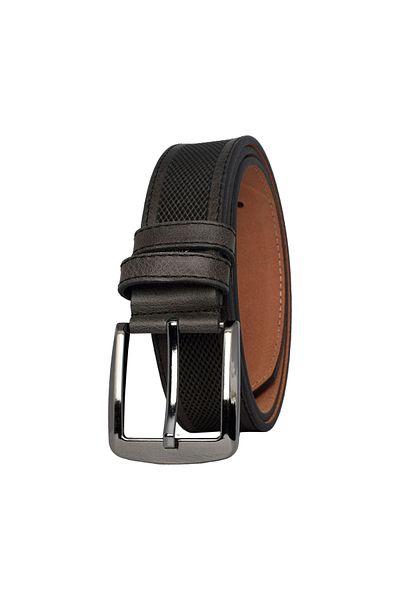 GoDeri 4 cm Dark Gray Anthracite Leather Legend - Linen Trousers Matching Jeans and Canvas Belt