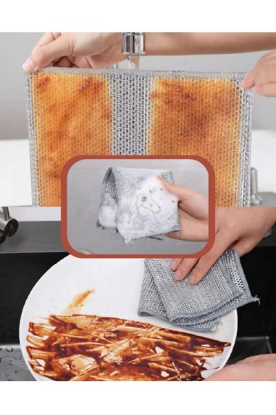 WAPPA Multifunctional Double Layer Anti-Scratch Wire Dishcloth, Steel Wire Dish Towel 1 Piece