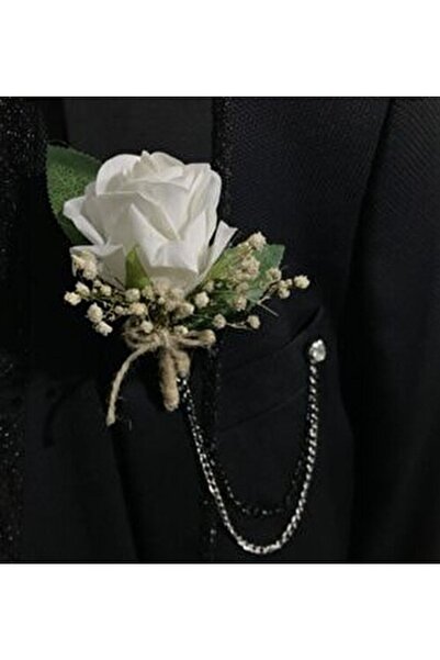 Merveparti Beyaz Gül Ve Zincirsizdir Damat Yaka Çiçeği