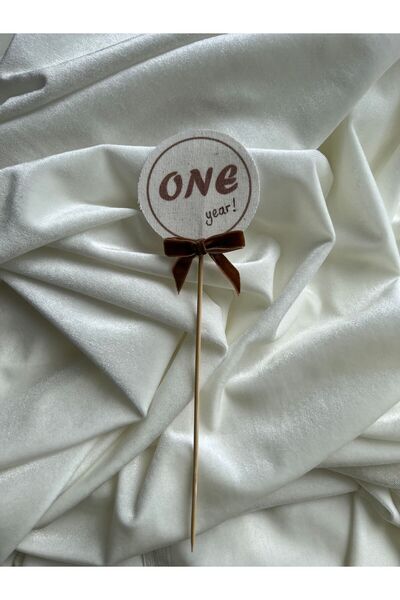 Kukuletaparty Doğum Günü Pasta Süsü - One Year Kahverengi