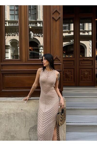 buqre's moda Rochie de vară de plajă cu fante ajurate, căptușeală subțire, tr...