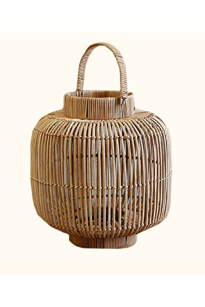 Koza Home Meander El Yapımı Dekoratif Rattan Mumluk 28x30x38 8940