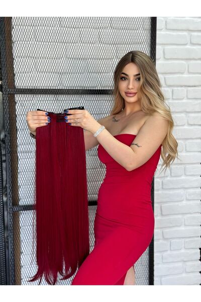 Peruk Avm Luxury Düz Yarımay+2 Yan Çıtçıt Kızıl