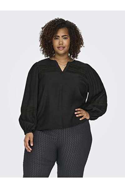 Only Carmakoma Top Normal geschnitten V-Ausschnitt Ballonärmel Top