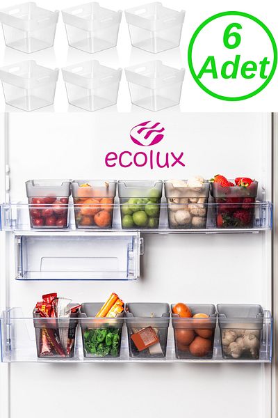 Ecolux 6 قطع ثلاجة مدخنة مع باب وصندوق منظم داخلي - منظم الحمام