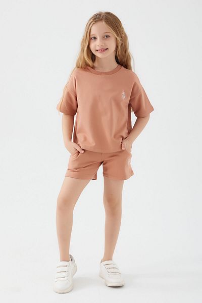 U.S. Polo Assn. Base. Polo Assn Plain Open Naive Dusty Rose Girls' Shorts Set