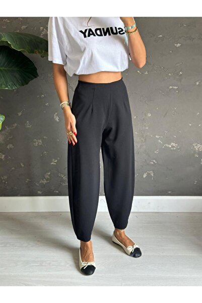 Zilan Koluş Design Pantaloni negri pentru damă cu mâneci cu balon - talie ela...