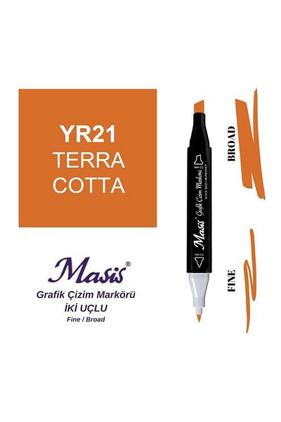 Masis Brick Color Double Tip Graphic Pen - Marker 21