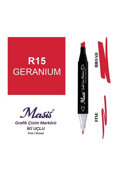 Masis 15 Geranium Red Double Ended Graphic Pen