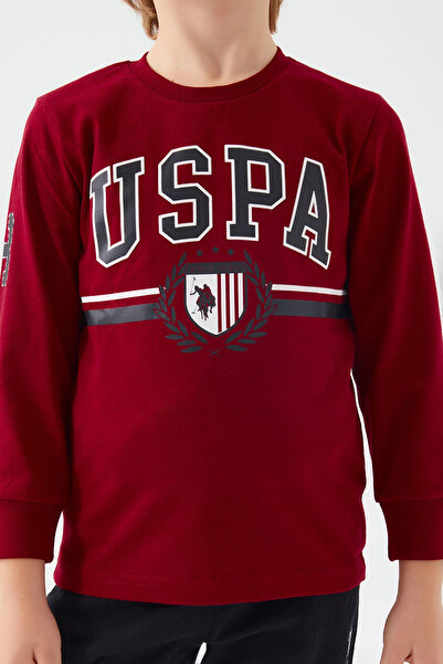 U.S. Polo Assn. Erkek Çocuk Bordo Uzun Kol Pijama Takım