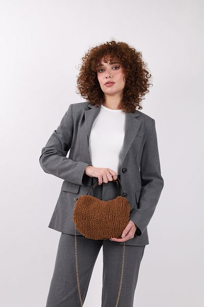 NOTHING Women's Fur Plush Handle Chain Strap Mini Hand Shoulder Baguette Bag