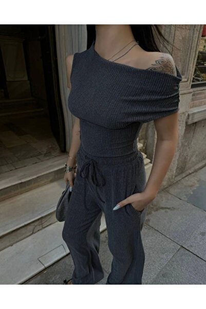 Ekim Store Σετ μπλούζα και παντελόνι με λαιμόκοψη - κορδόνι